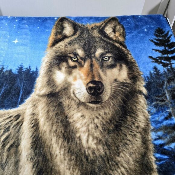 Wolf Night Sky Wild Frontier James Meger Blanket Throw Soft Plush 48”x60” - Picture 3 of 9
